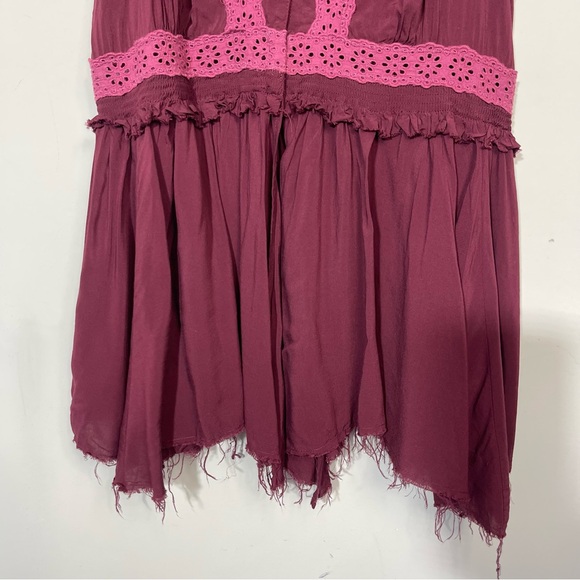 Intimately Free People Babydoll Peplum Eyelet Blouse Tunic Top Boho Hippie S - Picture 11 of 16